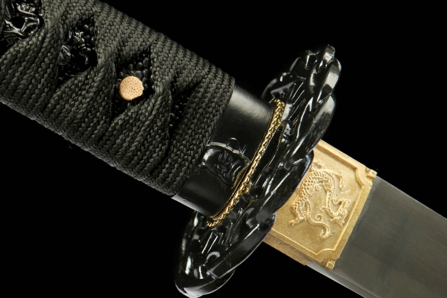 IMG_8394 65Mn  Steel-Purely Handmade Japanese Katana - Green Wood Scabbard - Zinc Alloy Fitting - Red and Black - Red Fantasy