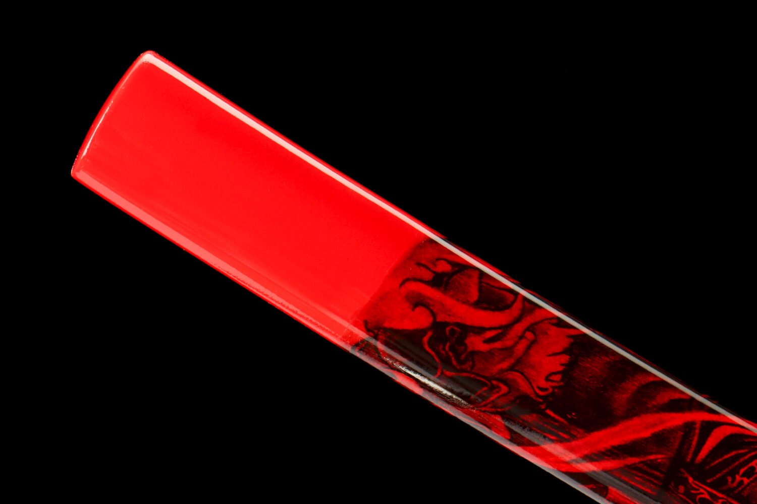 IMG_8401 65Mn  Steel-Purely Handmade Japanese Katana - Green Wood Scabbard - Zinc Alloy Fitting - Red and Black - Red Fantasy