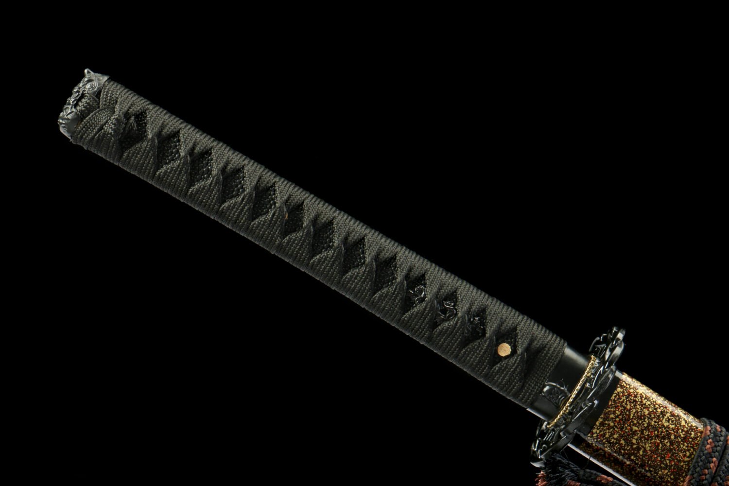 IMG_8403 65Mn  Steel-Purely Handmade Japanese Katana - Green Wood Scabbard - Zinc Alloy Fitting - Red and Black - Red Fantasy