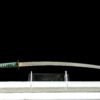 Damascus steel - pure handmade Japanese katana - green leather sheath - iron fittings - genuine leather handle - Green-Qingbo