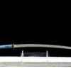 Damascus steel - pure handmade Japanese katana - green leather sheath - iron fittings - genuine leather handle - blue - Cang Liu