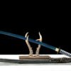 65Mn  Steel-Purely Hand-Forged Katana - Green Wood Scabbard - Zinc Alloy Fitting - Blue-Black - Dark Blue