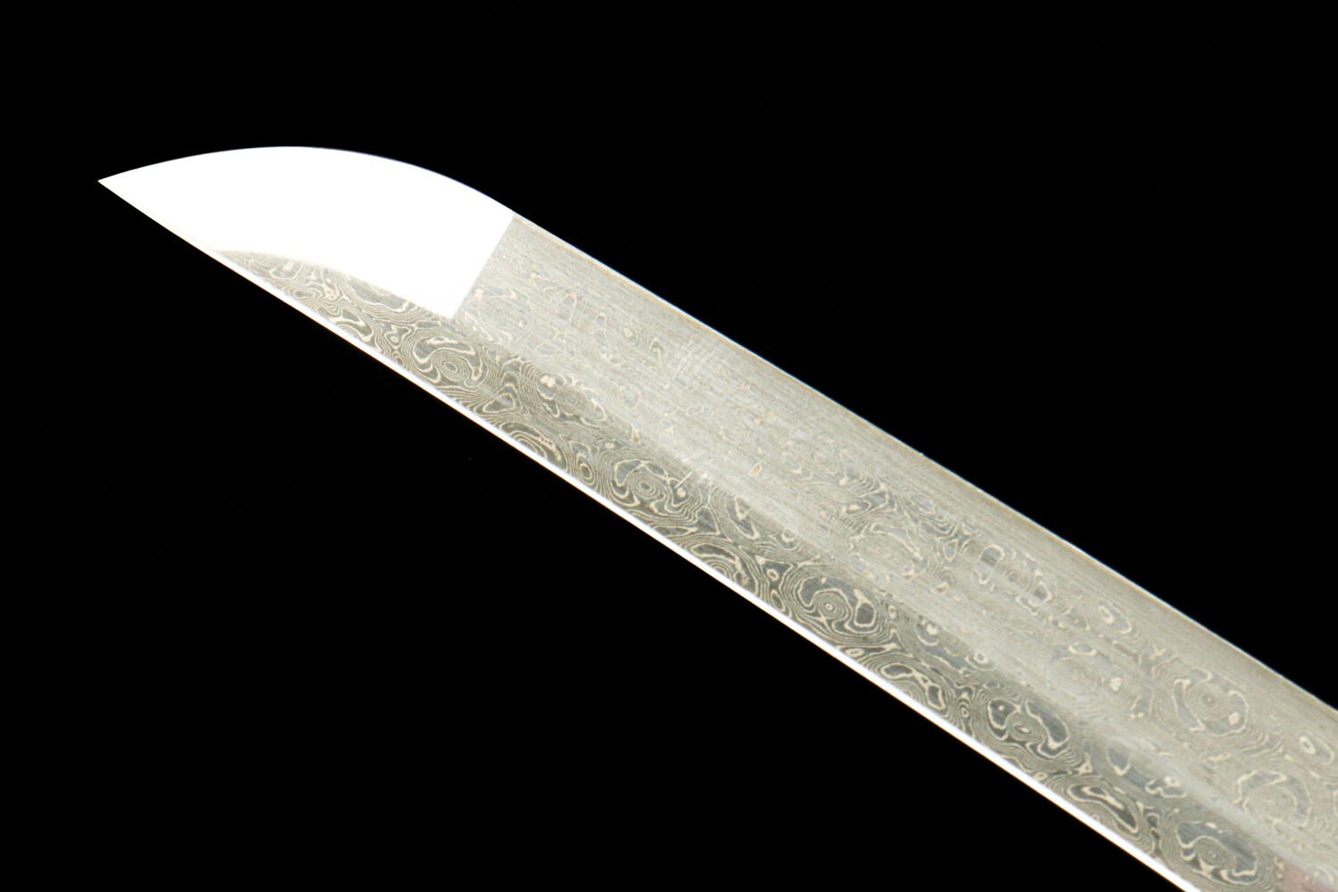 Damascus steel - pure handmade Japanese katana - green leather sheath - iron fittings - genuine leather handle - Green-Qingbo