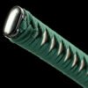 Damascus steel - pure handmade Japanese katana - green leather sheath - iron fittings - genuine leather handle - Green-Qingbo