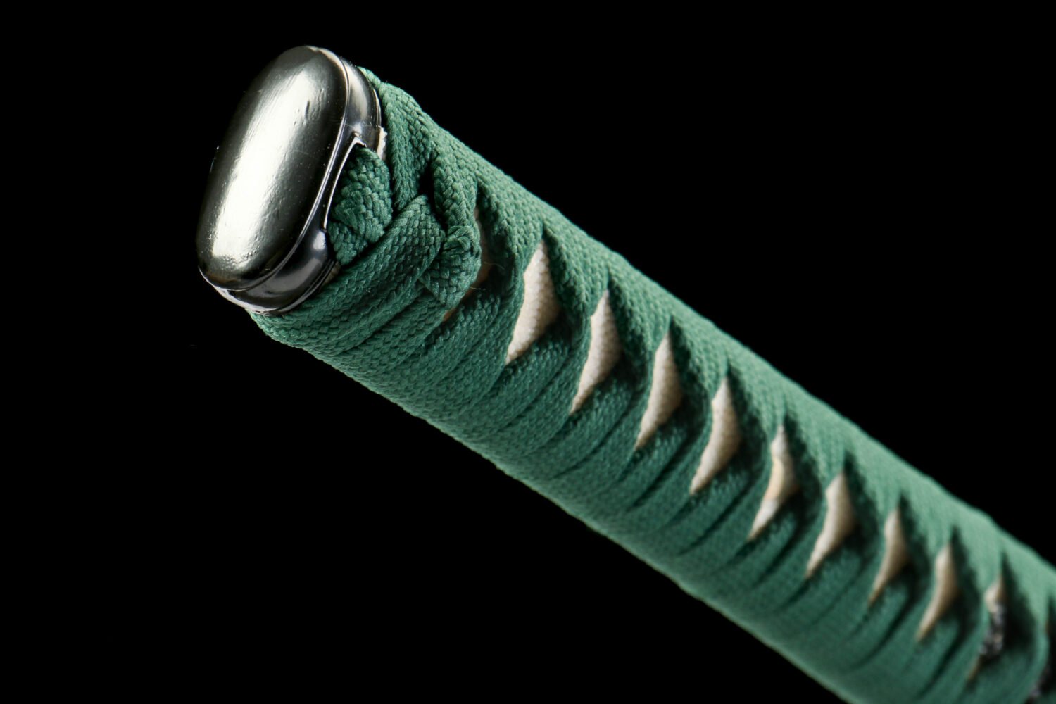 Damascus steel - pure handmade Japanese katana - green leather sheath - iron fittings - genuine leather handle - Green-Qingbo