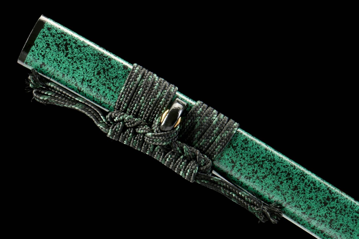 Damascus steel - pure handmade Japanese katana - green leather sheath - iron fittings - genuine leather handle - Green-Qingbo