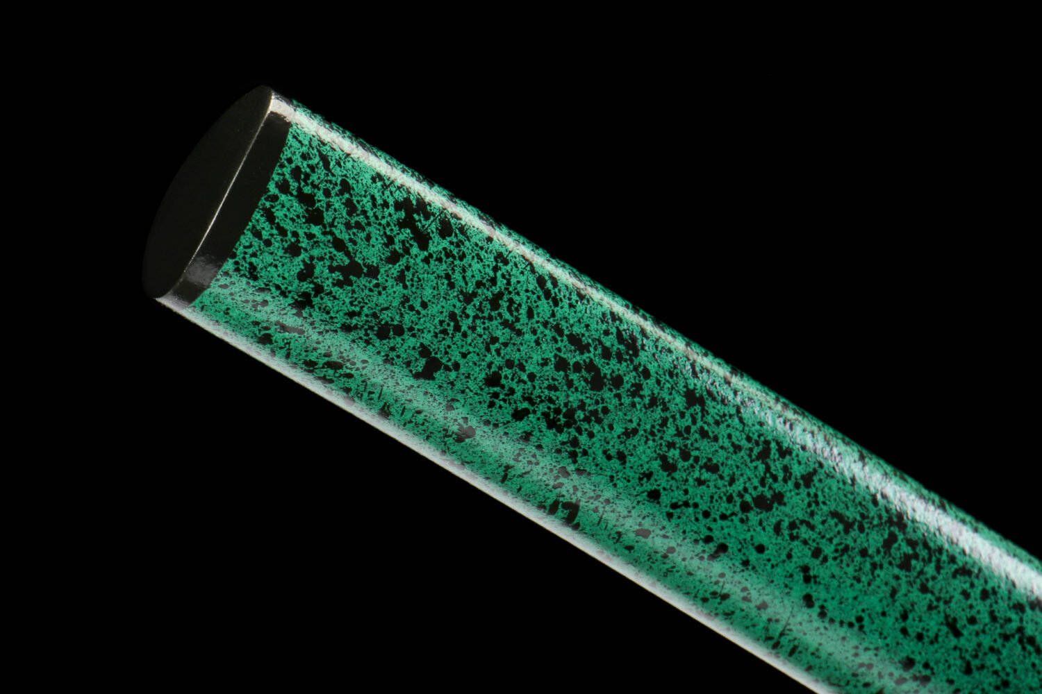 Damascus steel - pure handmade Japanese katana - green leather sheath - iron fittings - genuine leather handle - Green-Qingbo