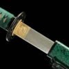 Damascus steel - pure handmade Japanese katana - green leather sheath - iron fittings - genuine leather handle - Green-Qingbo
