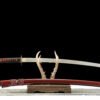 Patterned Steel - Hand-Forged Katana - Green Leather Scabbard - Zinc Alloy Hardware - Midnight Omen