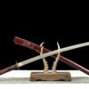 Patterned Steel - Hand-Forged Katana - Green Leather Scabbard - Zinc Alloy Hardware - Midnight Omen