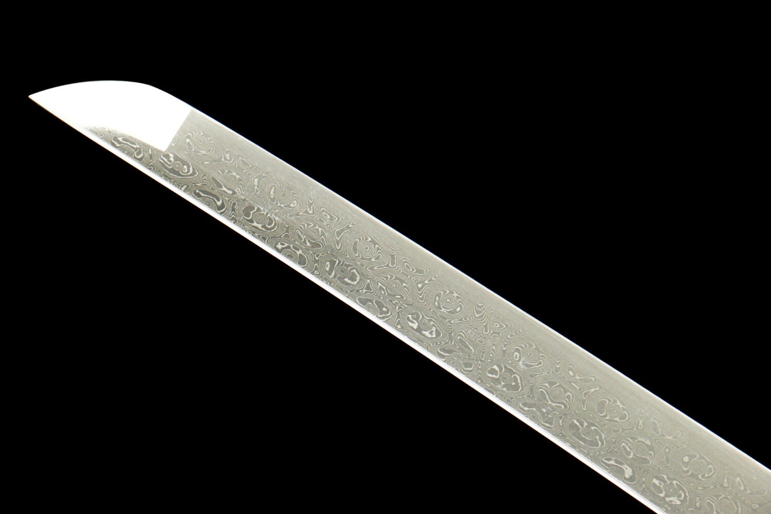 Damascus steel - pure handmade Japanese katana - green leather sheath - iron fittings - genuine leather handle - song blade
