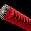 Damascus steel - pure handmade Japanese katana - green leather sheath - iron fittings - genuine leather handle - song blade