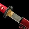 Damascus steel - pure handmade Japanese katana - green leather sheath - iron fittings - genuine leather handle - song blade