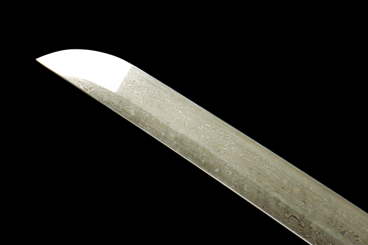 Patterned Steel - Hand-Forged Katana - Green Leather Scabbard - Zinc Alloy Hardware - Midnight Omen