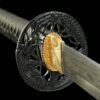 Patterned Steel - Hand-Forged Katana - Green Leather Scabbard - Zinc Alloy Hardware - Midnight Omen