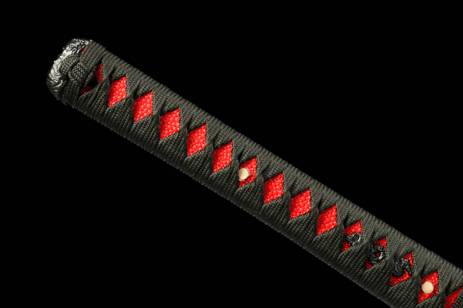 Patterned Steel - Hand-Forged Katana - Green Leather Scabbard - Zinc Alloy Hardware - Midnight Omen
