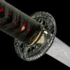 Patterned Steel - Hand-Forged Katana - Green Leather Scabbard - Zinc Alloy Hardware - Midnight Omen