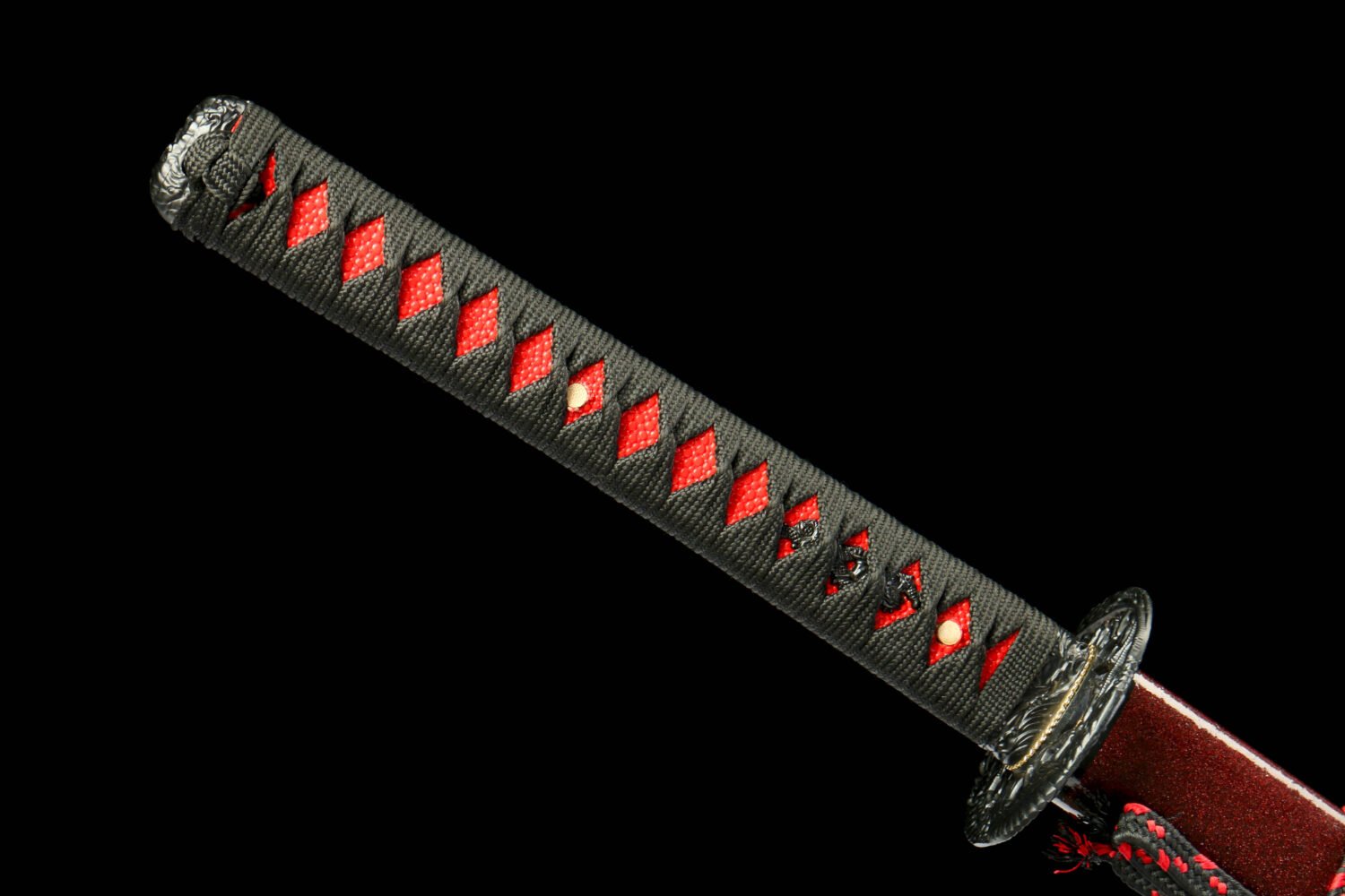 Patterned Steel - Hand-Forged Katana - Green Leather Scabbard - Zinc Alloy Hardware - Midnight Omen