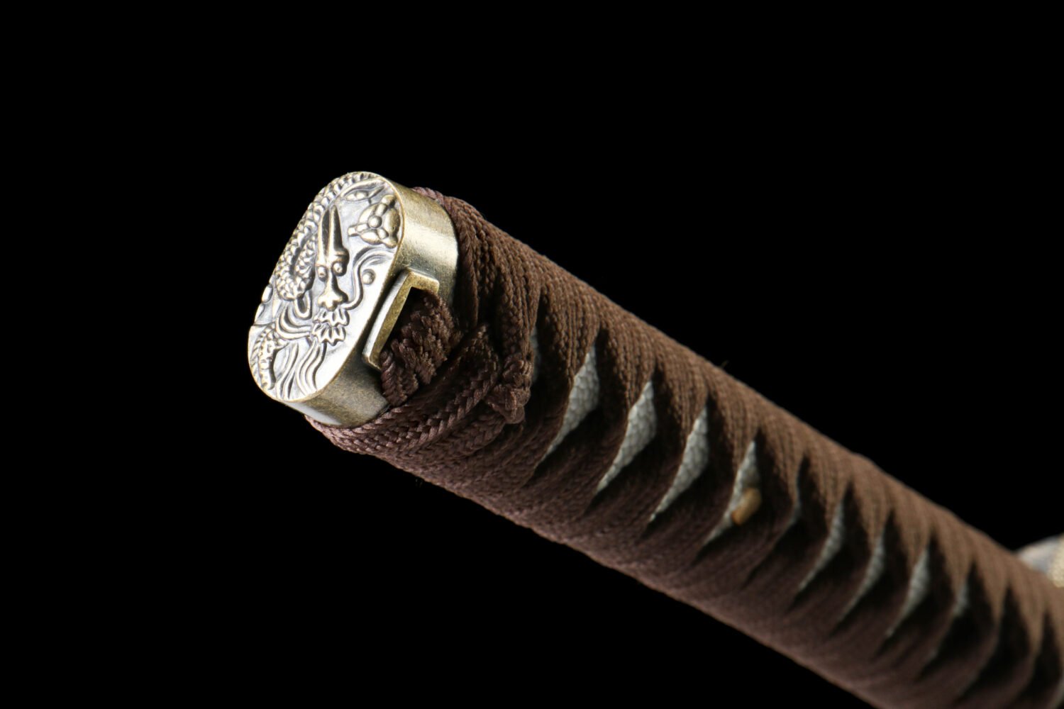 IMG_8914 65Mn steel  - Pure Hand-Forged Katana - Green Wood Scabbard - Zinc Alloy Fitting - Scales - Black Feather