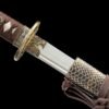 IMG_8922 65Mn steel  - Pure Hand-Forged Katana - Green Wood Scabbard - Zinc Alloy Fitting - Scales - Black Feather