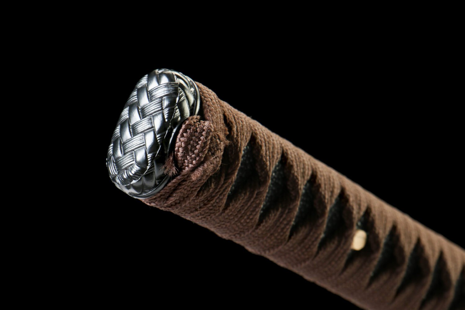 IMG_9102 1065 steel - pure handmade Japanese katana - green leather sheath - brown - brilliant flame