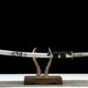 1065 steel-pure handmade Japanese katana-green leather sheath-snow