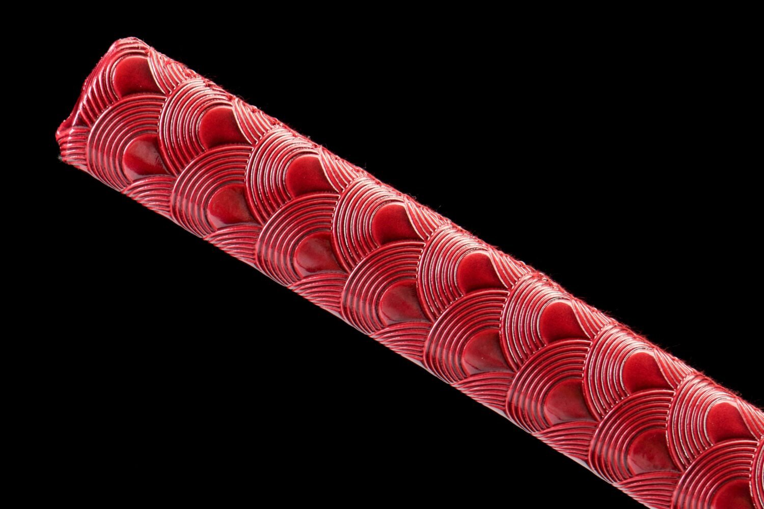 IMG_9938 1065 steel - pure hand-forged samurai sword - green leather sheath - red - deep fire