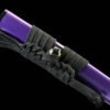 IMG_9988 T10 steel - pure handmade Japanese samurai sword - earth-covered burnt blade - green leather sheath - purple