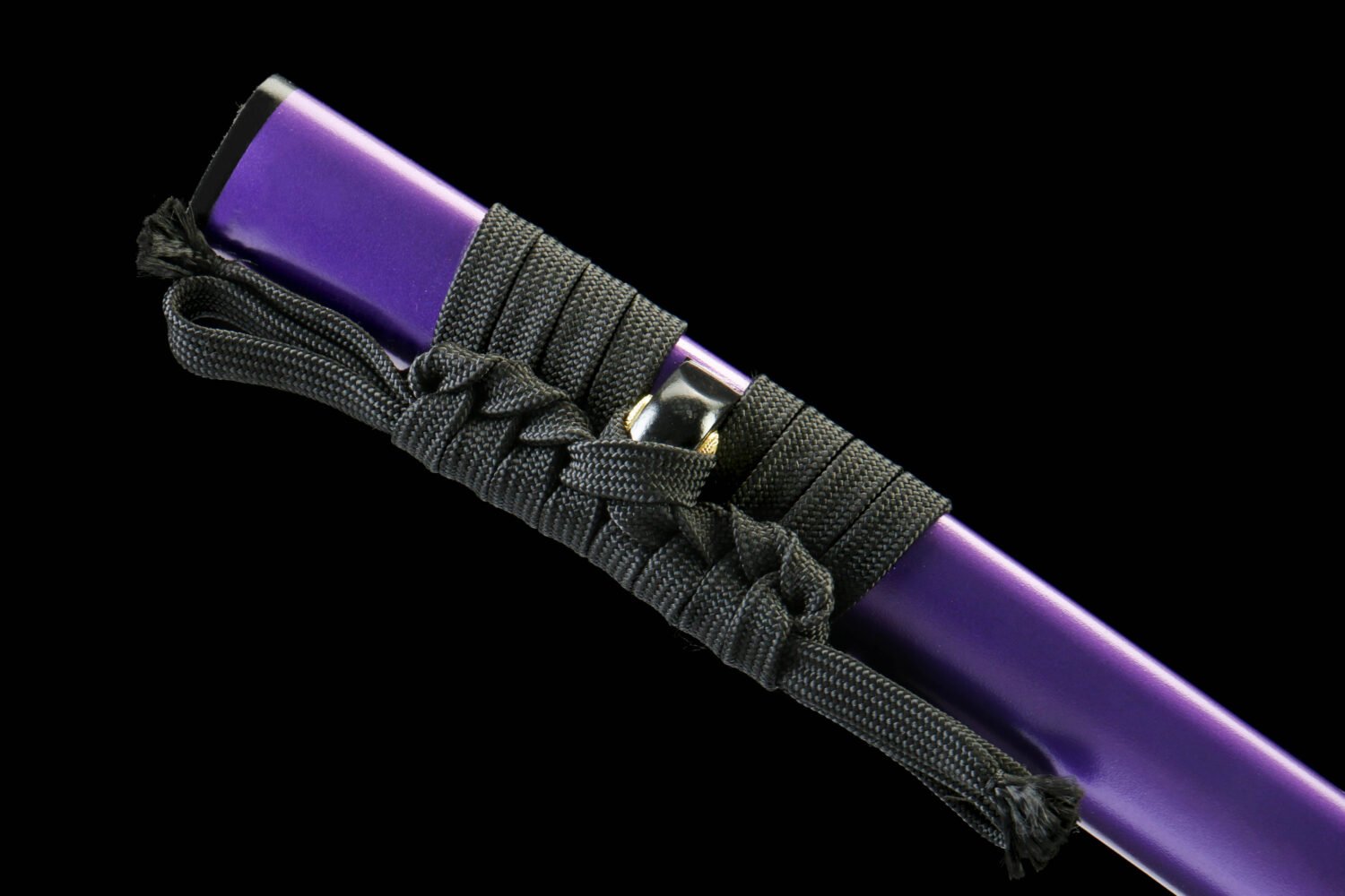 IMG_9988 T10 steel - pure handmade Japanese samurai sword - earth-covered burnt blade - green leather sheath - purple