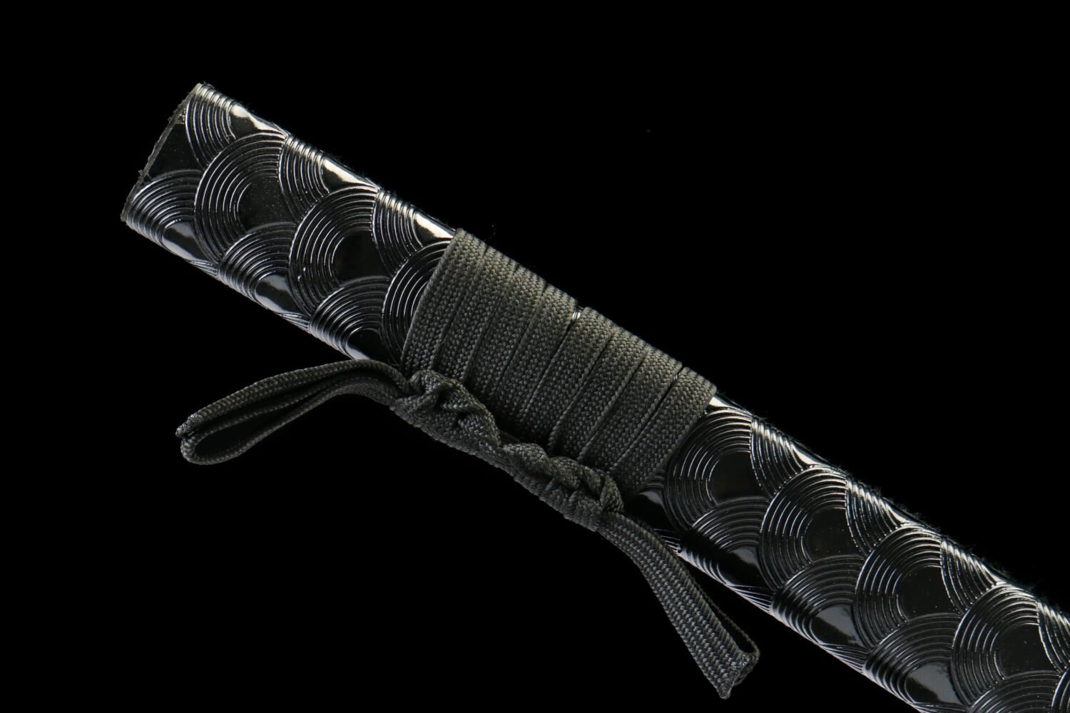 IMG_9997 1065 steel - pure handmade Japanese katana - green leather sheath - zinc alloy fittings - roasted black - katana