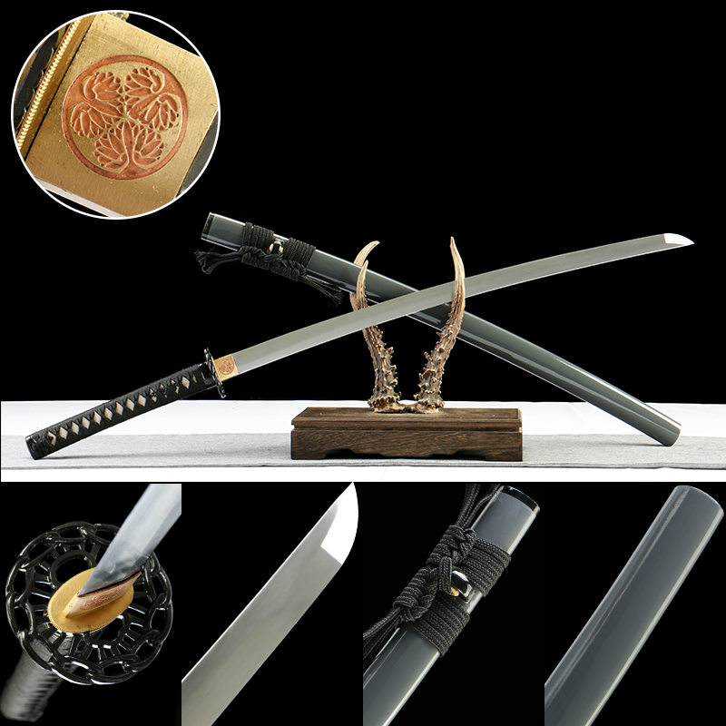 2024刀主图-恢复的-恢复的-恢复的 1065 steel - pure handmade Japanese katana - green leather sheath - zinc alloy fittings - iron lock ash sheath high manganese steel katana - dark soul slash