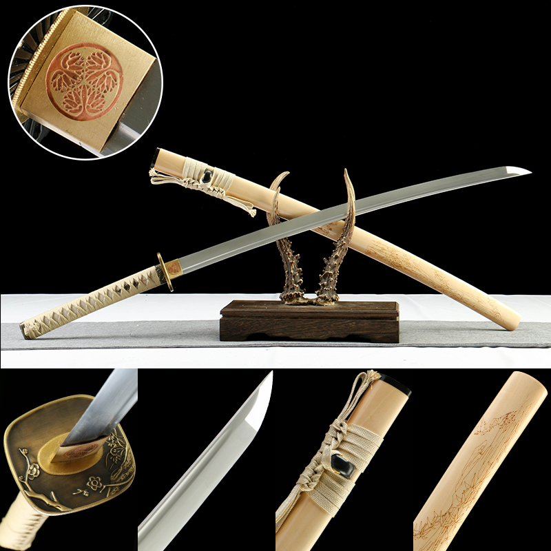 2024刀主图-恢复的-恢复的-恢复的 1065 steel - pure handmade Japanese samurai sword - zinc alloy fittings - original wood high carbon steel samurai sword - Yarui