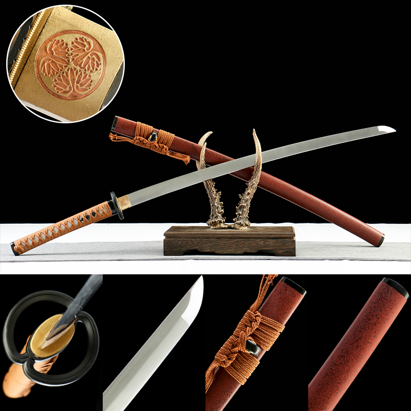 2024刀主图-恢复的-恢复的-恢复的 1065 steel - pure handmade Japanese samurai sword - iron fittings - wine red Musashi high carbon steel samurai sword - jade sword