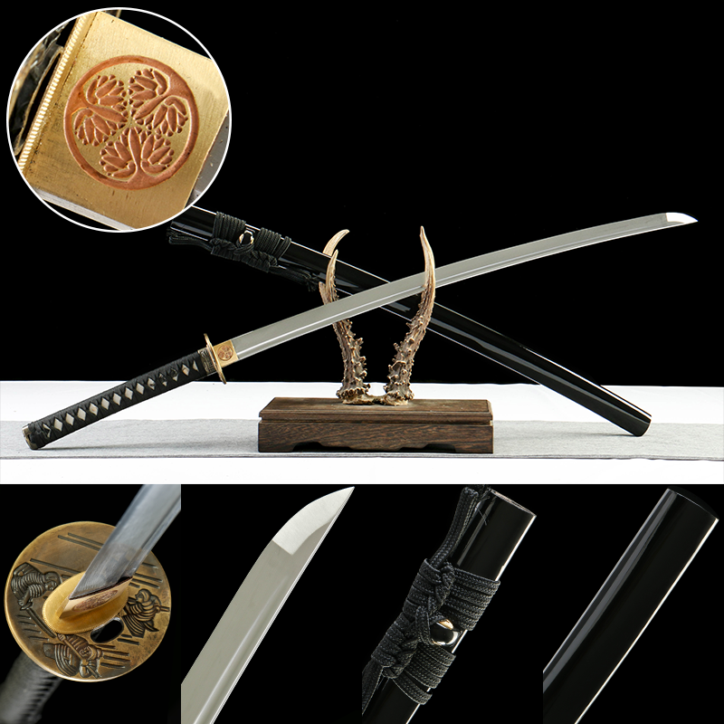 2024刀主图-恢复的-恢复的-恢复的 1065 steel - pure hand-forged samurai sword - zinc alloy fittings - green leather sheath - black - night crossing