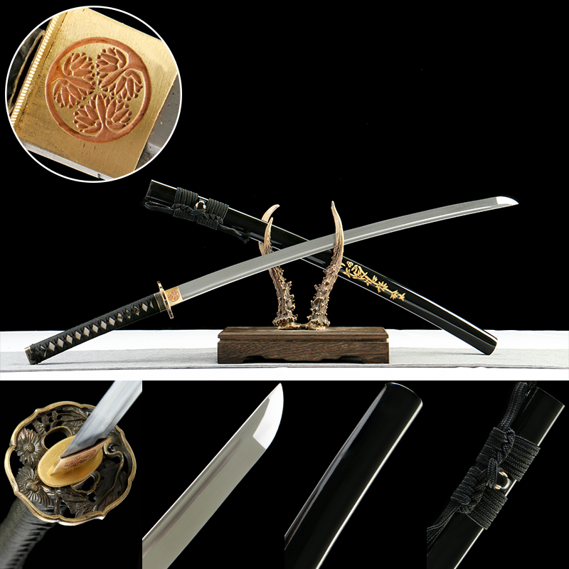 2024刀主图-恢复的-恢复的-恢复的 1065 steel - pure handmade Japanese samurai sword - zinc alloy fittings - green leather sheath - Night Raven