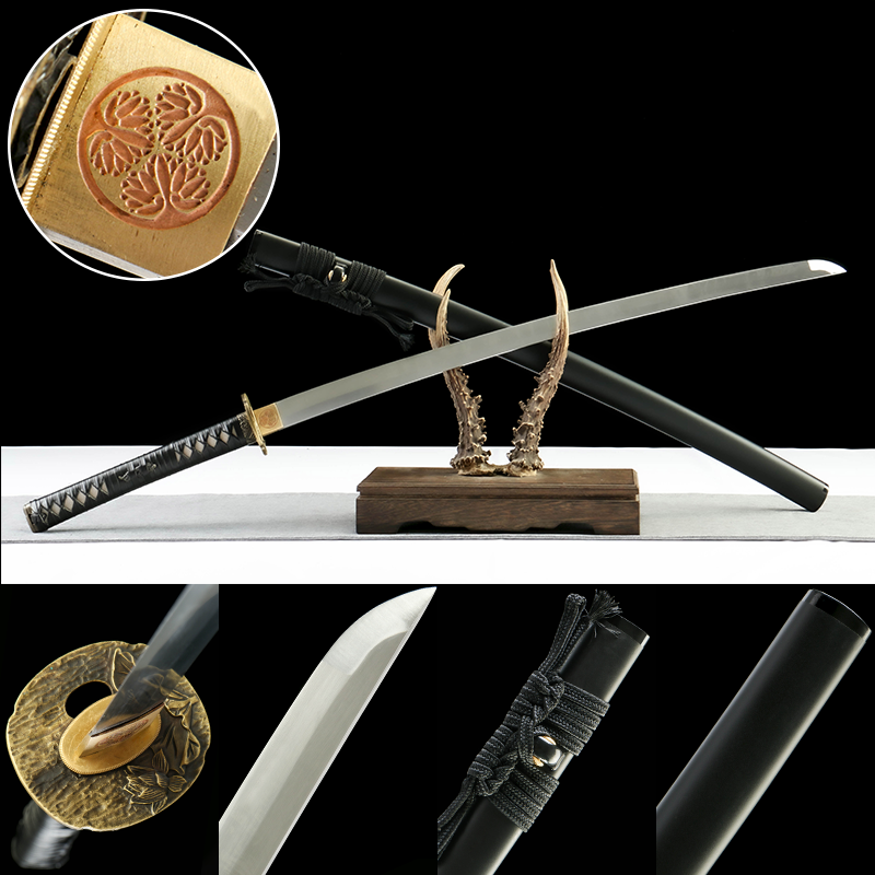 2024刀主图-恢复的-恢复的-恢复的 1065 steel - pure hand-forged samurai sword - zinc alloy fittings - green leather sheath - black - burial blade