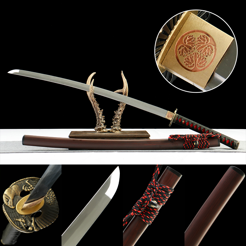 2024刀主图-恢复的-恢复的-恢复的 1065 steel - pure hand-forged samurai sword - zinc alloy fittings - wine red tree pattern high carbon steel samurai sword - red claw