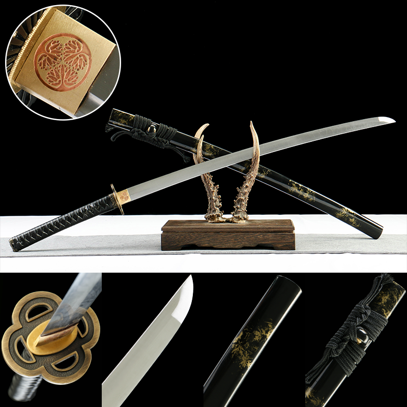 2024刀主图-恢复的-恢复的-恢复的 1065 steel - pure handmade Japanese samurai sword - zinc alloy fittings - hardware flower high carbon steel samurai sword - black flower