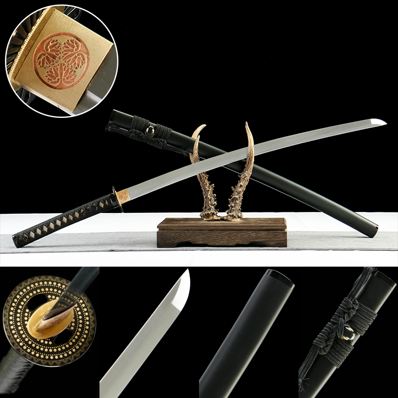 2024刀主图-恢复的-恢复的-恢复的 1065 steel - pure handmade Japanese samurai sword - iron gilt - gilt iron plate high carbon steel samurai sword - black mist