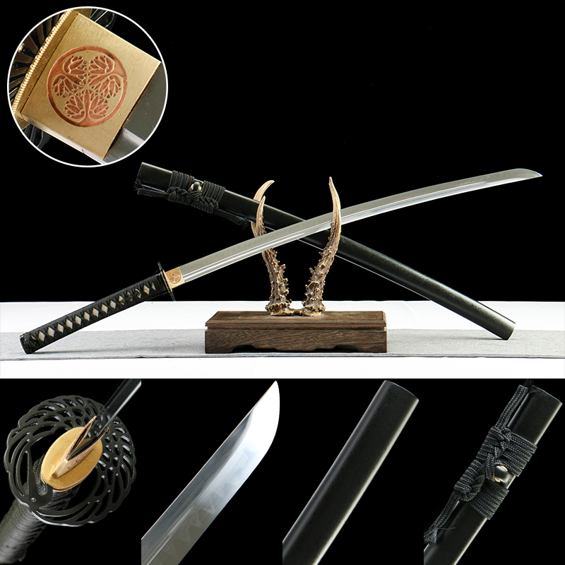 T10 steel - pure handmade Japanese katana - iron equipment - earth-covered burnt blade - black peacock burnt blade katana - abyss