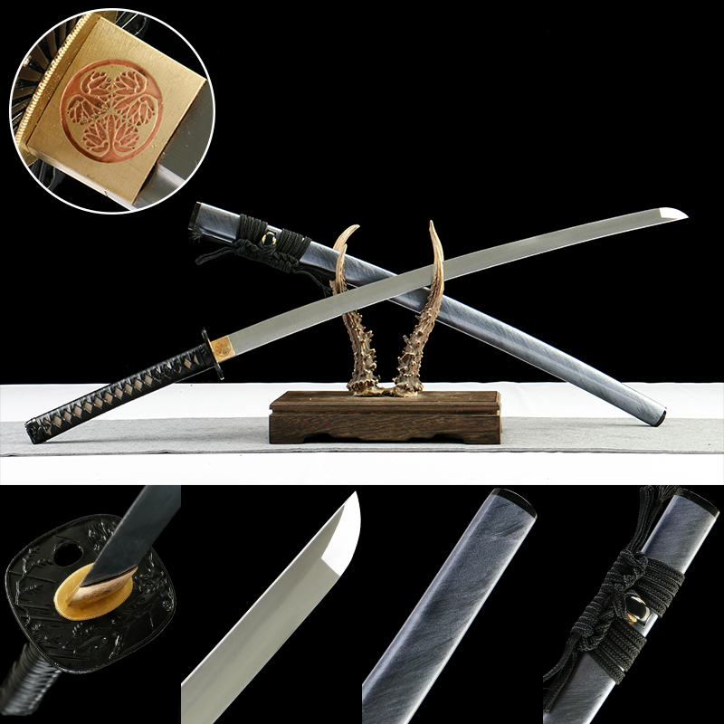 2024刀主图-恢复的-恢复的-恢复的 1065 steel - pure hand-forged samurai sword - zinc alloy fittings - smoked blue high carbon steel samurai sword - Yuyu