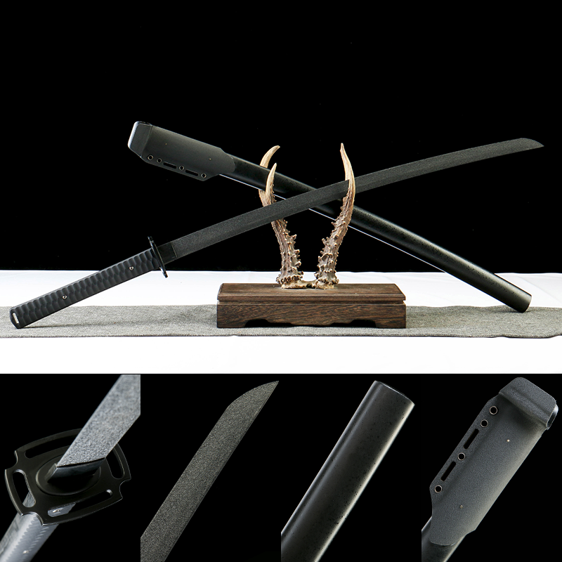 Carbon steel - ceramic coating - rust-proof and wear-resistant - hand-forged samurai sword - solid wood paint + half K sheath - iron harness - reaper - katana