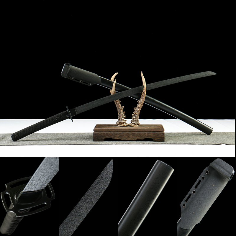 Carbon steel - ceramic coating - rust-proof and wear-resistant - pure hand-forged samurai sword - solid wood paint + half K scabbard - iron harness - suede leather + cross wrap - reaper - katana