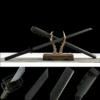Carbon steel, ceramic coating, rust-proof and wear-resistant, hand-forged samurai sword, solid wood paint and half-K sheath, iron harness, suede cross wrap, reaper, straight blade rope wrap