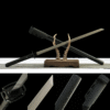 Carbon steel, titanium-plated, rust-resistant and wear-resistant, hand-forged samurai sword, solid wood paint + half-K scabbard, iron harness, suede cross wrap, reaper, straight blade rope wrap