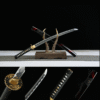 1045 steel - pure handmade Japanese samurai sword - zinc alloy fittings - green leather sheath - flame shadow