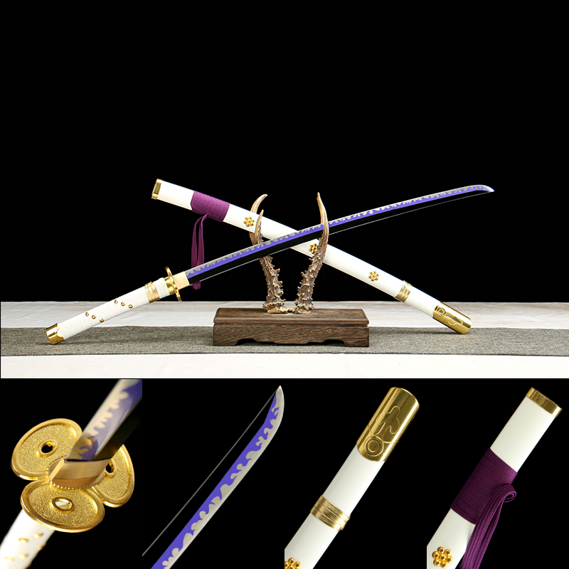 1045 steel - pure handmade Japanese katana - green leather sheath - alloy fittings - special craftsmanship - Bai Tianyu