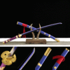 1045 steel - pure hand-forged samurai sword - green leather sheath - alloy equipment - special craftsmanship - purple Yan Mo