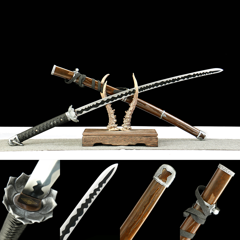 2024刀主图-恢复的-恢复的-恢复的 1065 steel - pure handmade Japanese samurai sword - green leather sheath - zinc alloy fittings - immortal sword