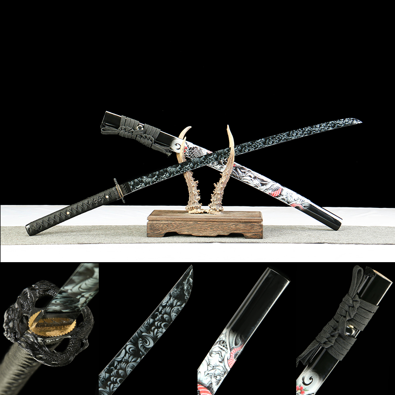 2024刀主图-恢复的-恢复的-恢复的 1065 steel - pure handmade Japanese katana - green leather sheath - zinc alloy fittings - special craftsmanship - world destroyer